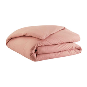 Parure de lit Housse de couette + taies rectangles unie en coton, Made in France, TOUT DOUX , Rose Solaire