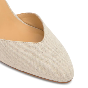 Alpargata Jud cuña de yute geométrica en lino con lazo, escote en V y punta afilada