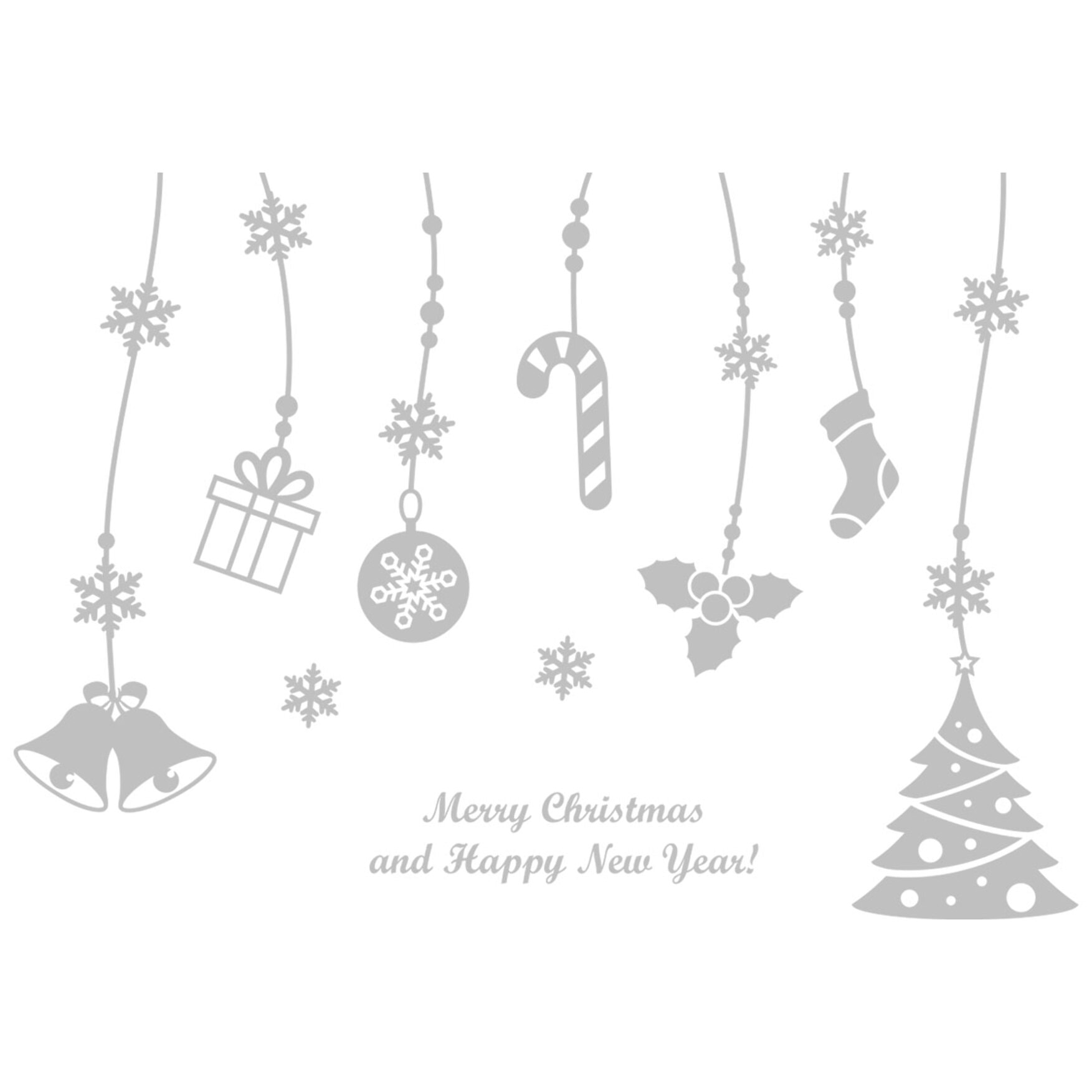 Sticker Merry christmas and happy new years - argent - Autocollants adhésifs noël - décoration fêtes