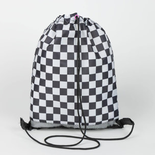 Saquito escolar marvel, mochila de cuerdas unisex niños, blanco y negro