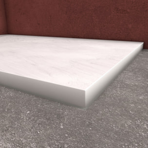 Receveur de douche Blanc Effet Pierre 80x120 cm et Grille décor Perforée en Inox