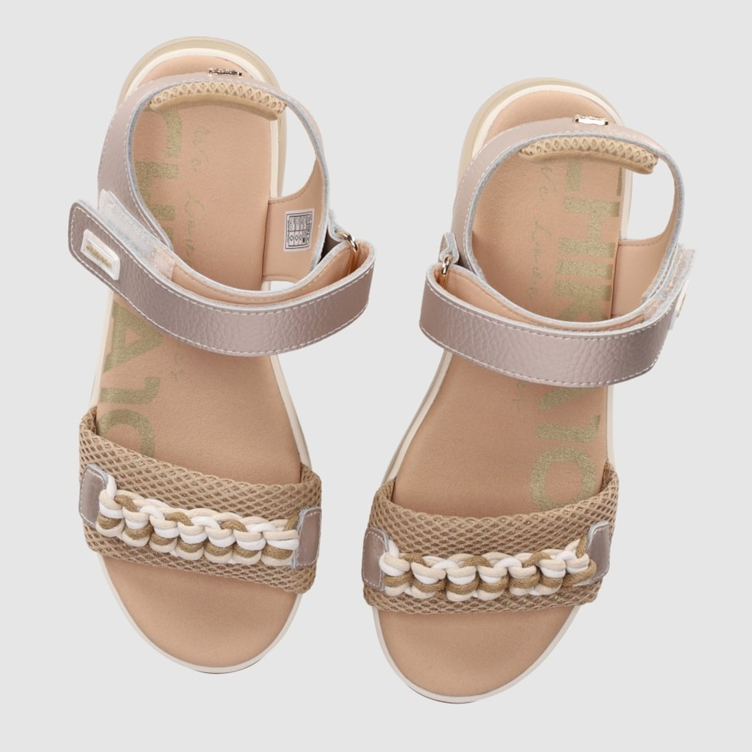 Sandalias de Piel Sintética - Oro - Tacón: 5 cm