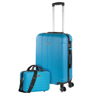 Trolley Mediano 60 Cms  Y Neceser Itaca Diamond Turquesa