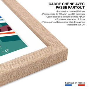 Poster de château et lac d' annecy Affiche + cadre en bois - Chêne
