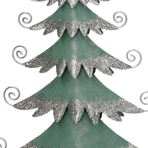 Albero in metallo argento e verde salvia cm21x6,5h40,5