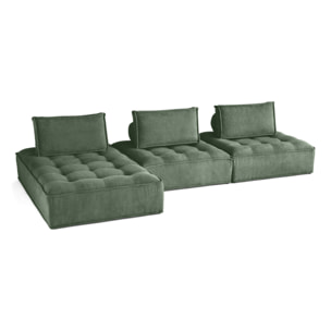 Marisol - canapé d'angle modulable 4 places - velours texturé - Vert