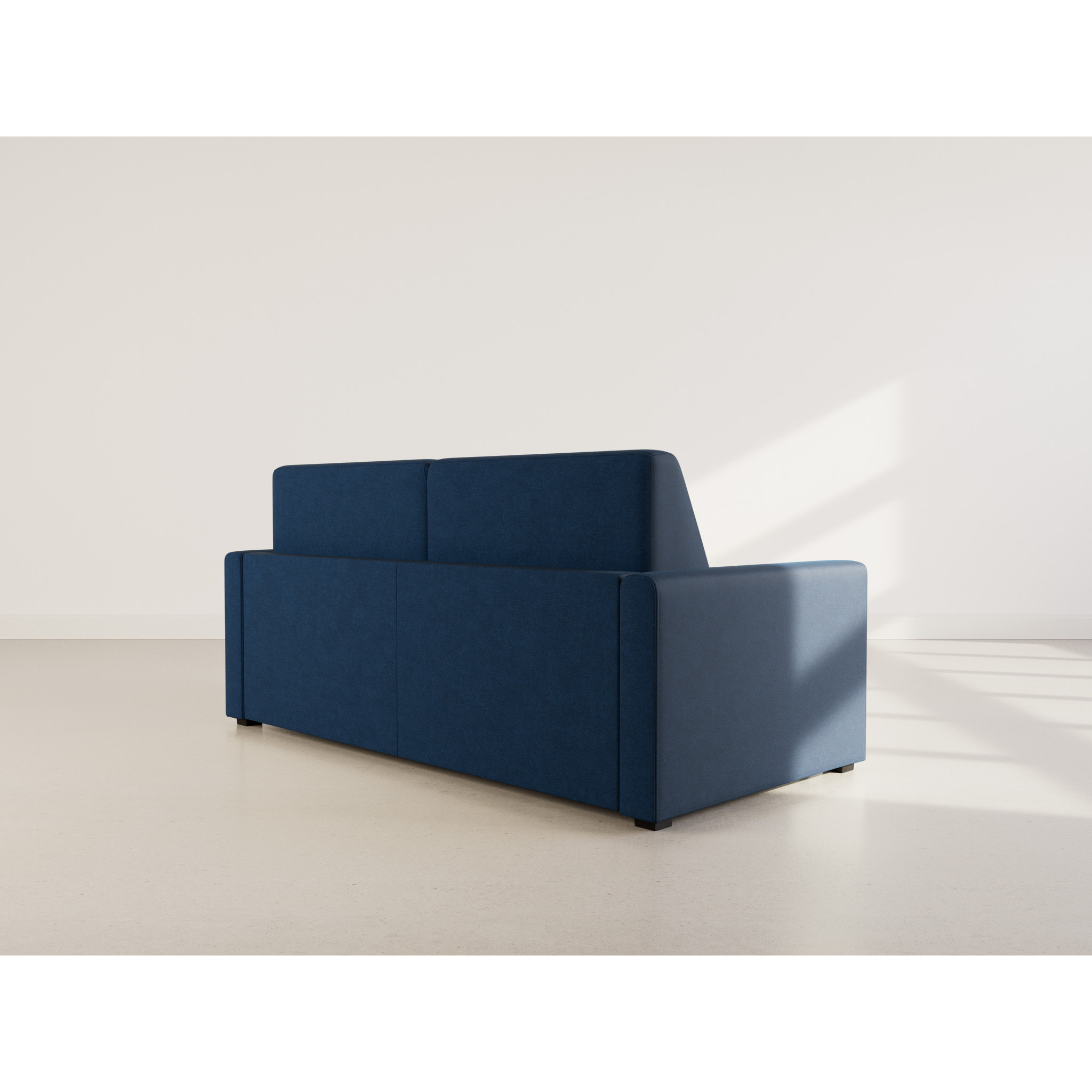 Julia - canapé lit 3 places convertible express couchage quotidien 140 cm matelas 14 cm en tissu - Bleu marine