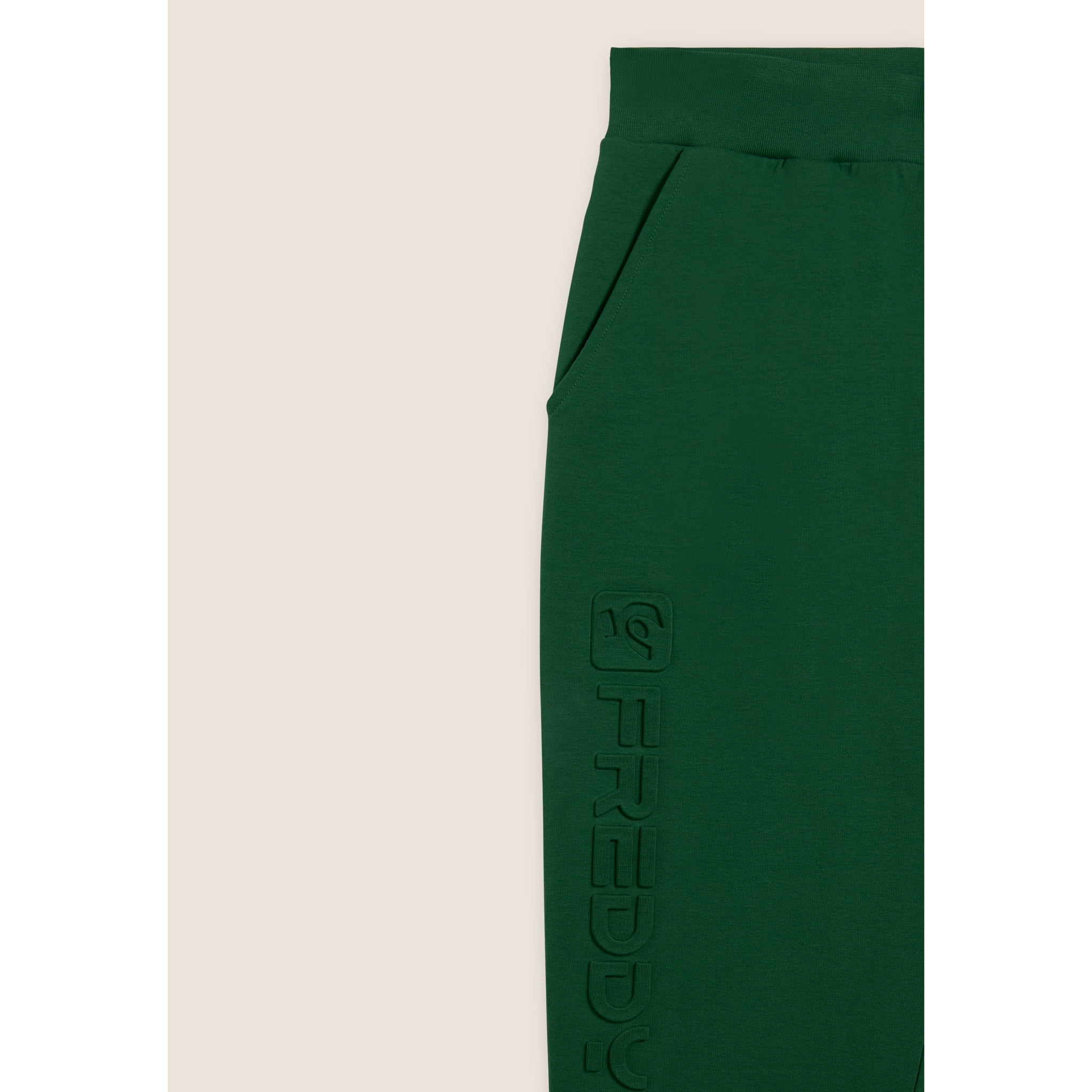 Pantaloni slim in interlock con maxi logo in rilievo