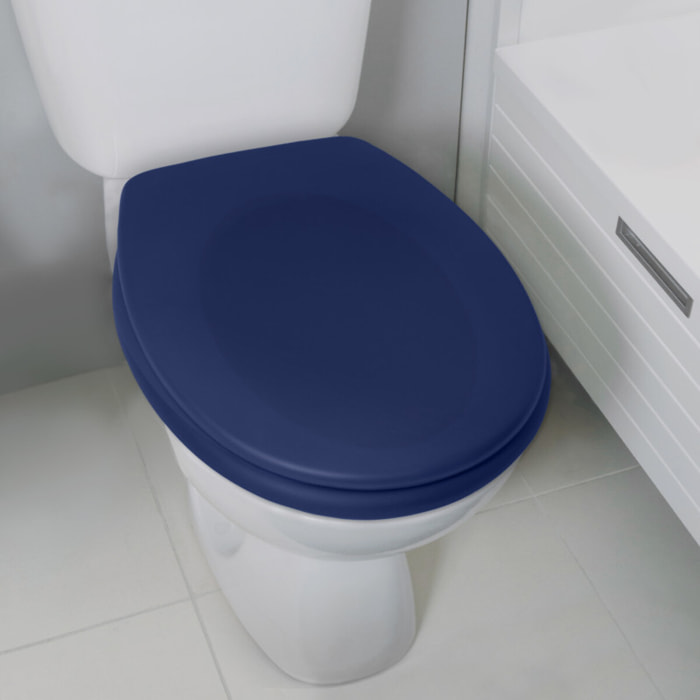 Abattant wc Thermo dur avec frein de chute NEELA Bleu foncé mat - Charnières ABS Chromé Spirella