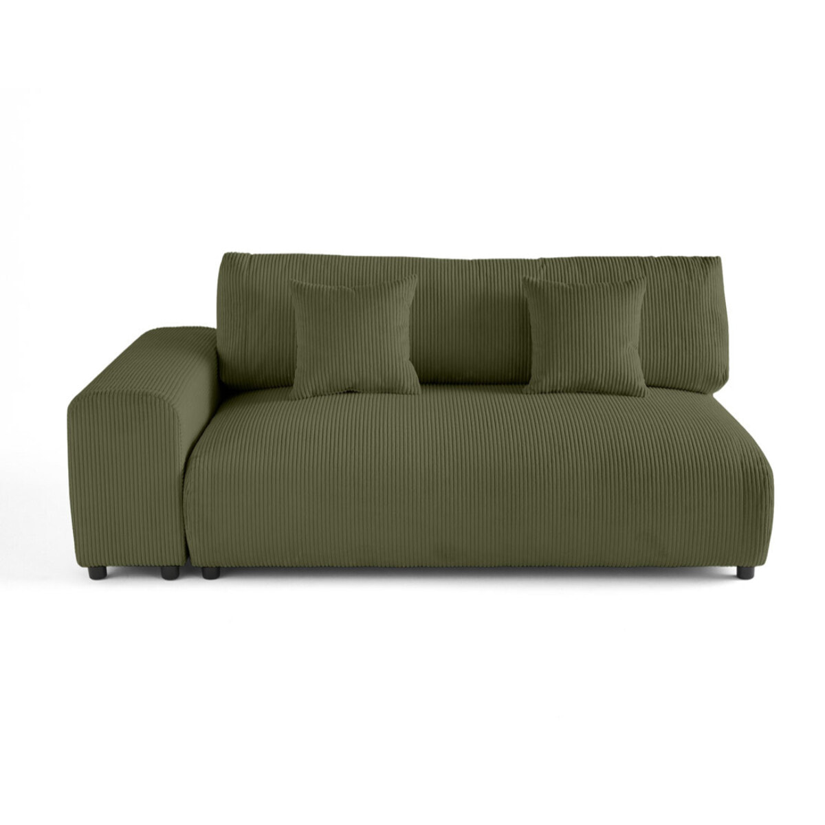 Garance - module d'assise 3 places avec accoudoir gauche - en velours côtelé - Vert