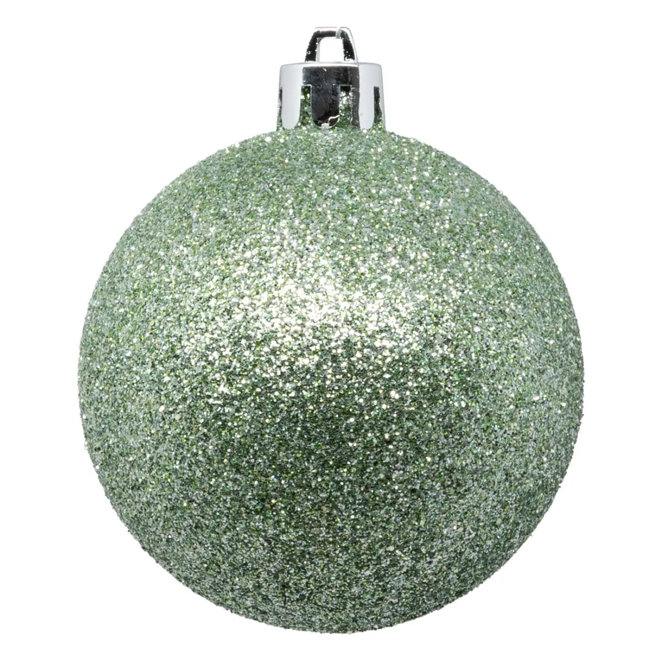 Boule de Noël plastique 60mm x9 vert amande