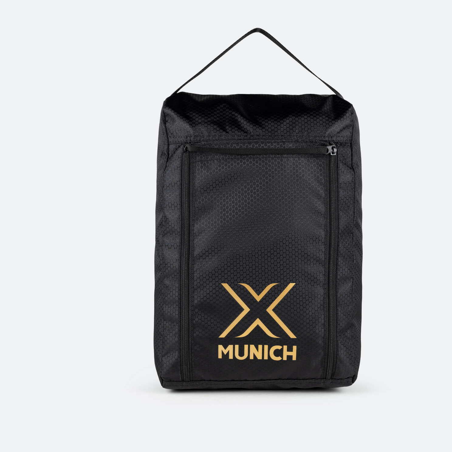 MUNICH FOOTWEAR BAG Bolsa para Calzado Deportiva con Apertura Frontal Negra y Dorada