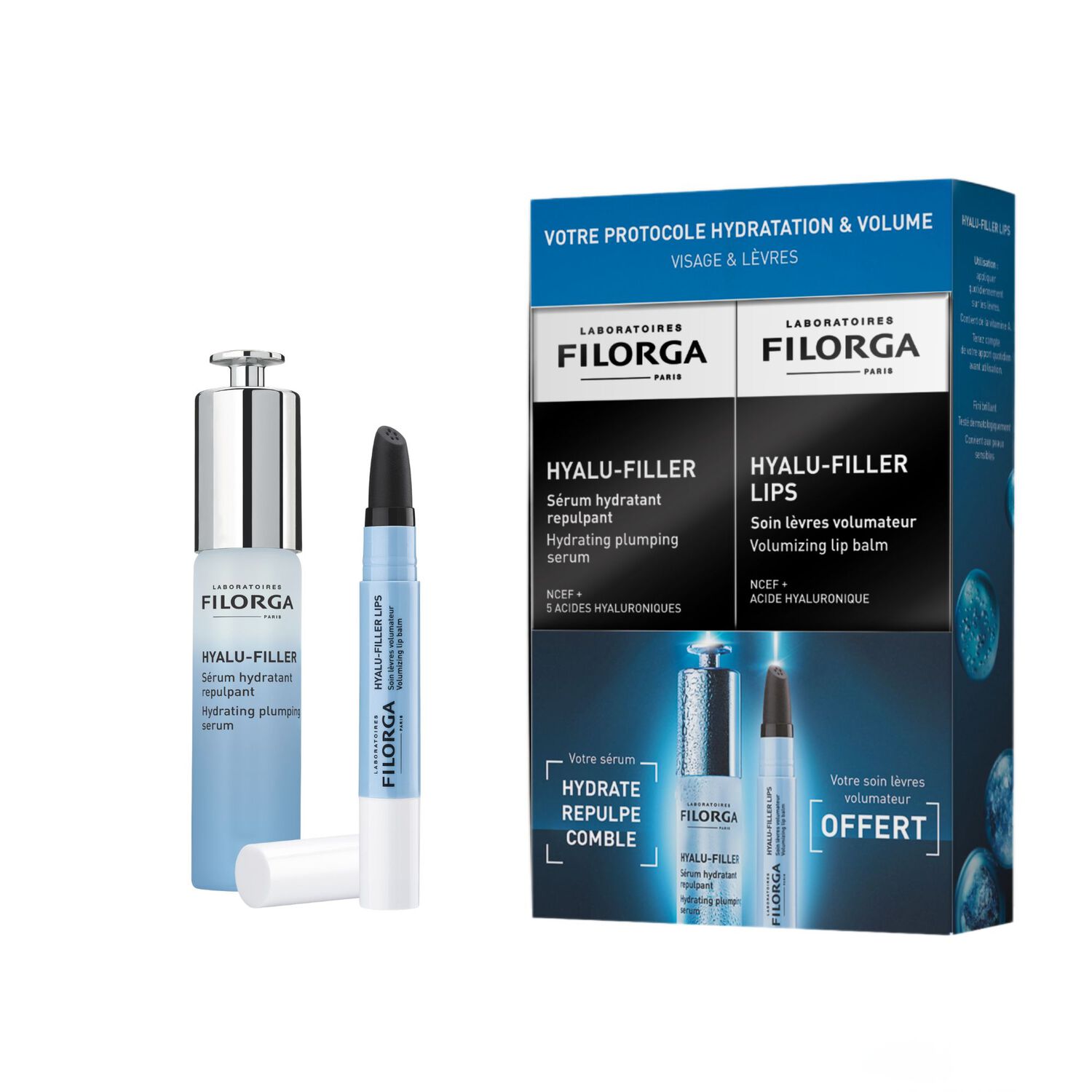 Hyalu-Filler - Coffret Hyalu-Filler Sérum Hydratant 30 ml + Hyalu-Filler Lips Soin Lèvres Volumateur 4g