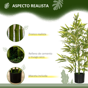Juego de 2 Plantas Artificiales 90 cm Bambú Artificial con Maceta Plantas Sintéticas para Decoración Hogar Salón Oficina Verde