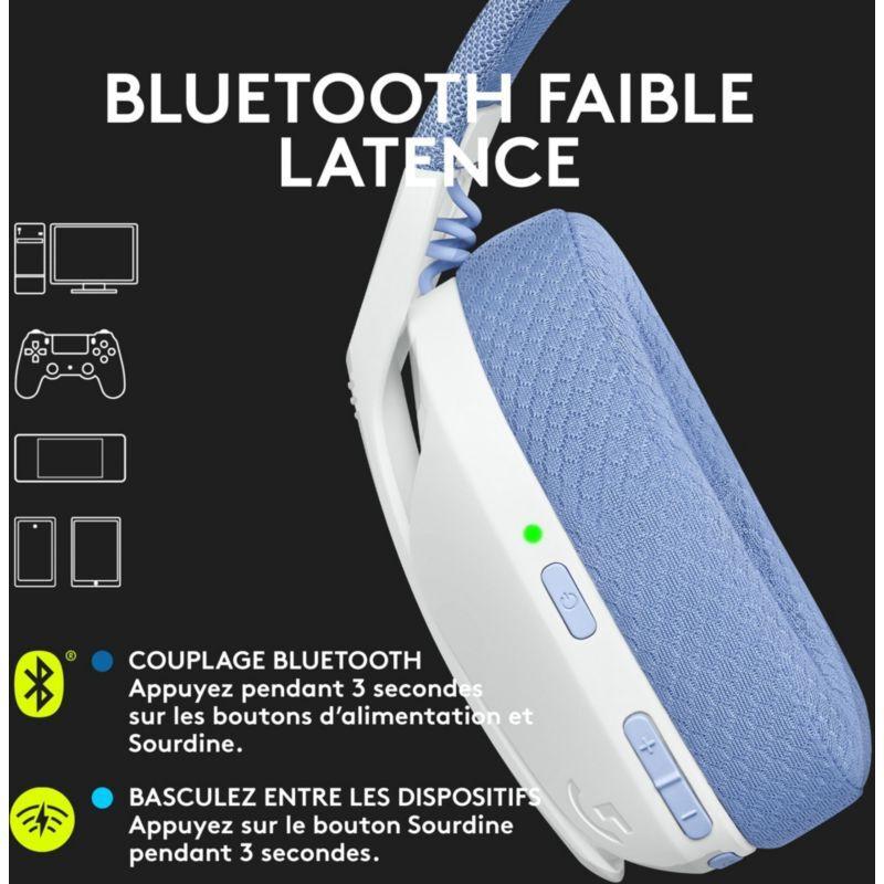Casque gamer LOGITECH G435 Lightspeed Bluetooth Blanc