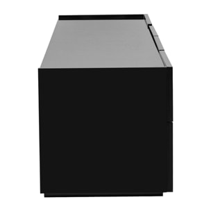 Meuble TV design noir laqué brillant avec rangements L200 cm ISAURE
