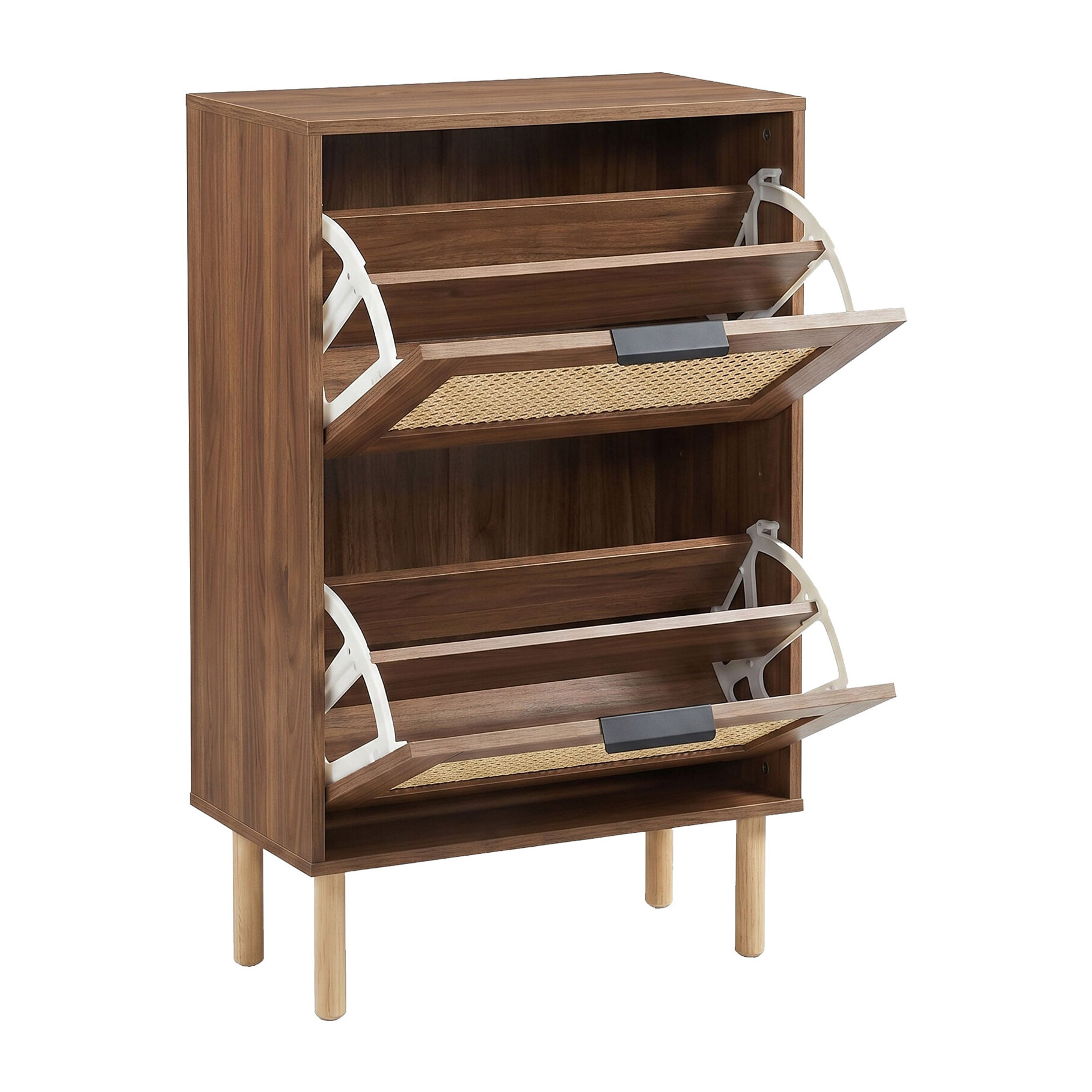 Yssor - Scarpiera 2 ripiani 55x89x25 cm 12 paia per ingresso camera letto in legno e rattan