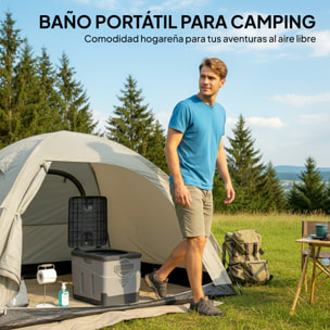 Inodoro Portátil, WC Portátil de PP con 12 Paquetes de Agente Solidificante y 12 Bolsas, Carga 100 kg, Inodoro Plegable para Exterior, Camping, Acampar, Senderismo, 34x29x30 cm, Gris Oscuro