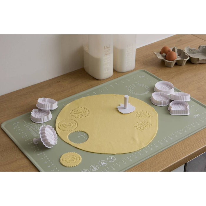 8 tampons à pbiscuits Anniversaire blanc