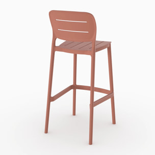 Lot de 2 chaises de bar de jardin 75 cm en plastique terracotta - Lola