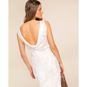 Vestido largo con escote drapeado en espalda