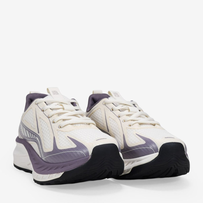 Zapatillas deportivas beige y lila con cordones