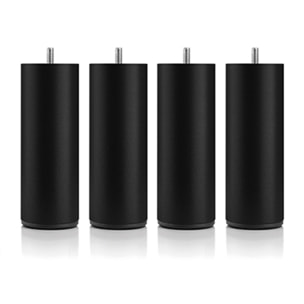 Jeu de 4 pieds de lit cylindriques noirs | Metal | Hauteur 16 cm