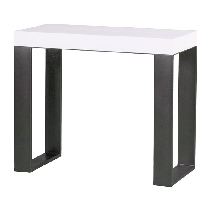 Console extensible 90x40/300 cm Tecno Frêne Blanc cadre Anthracite