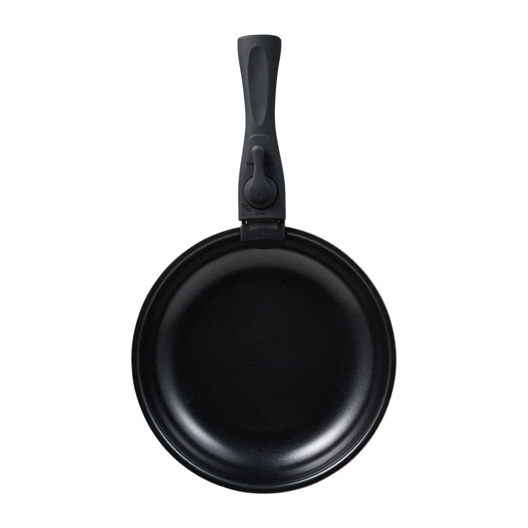 juego de 2 sartenes ø22ø26cm aluminio prensado 2 colores + mango desmontable