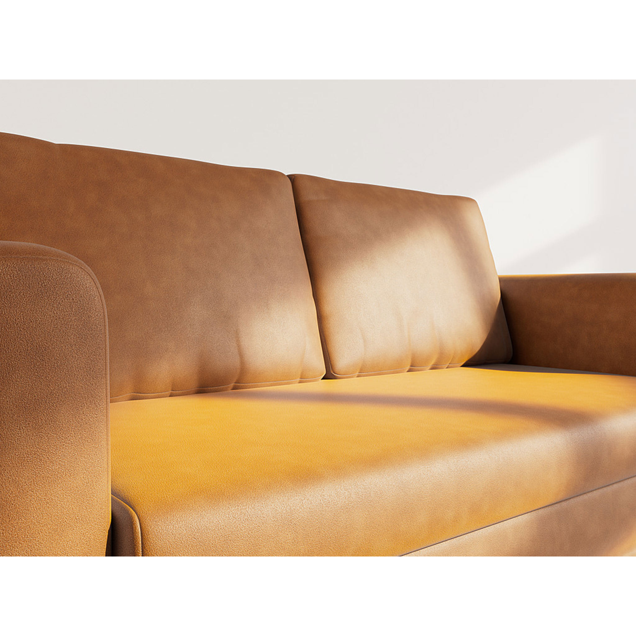 Marilia - canapé 2 places convertible déplimousse en simili - Cognac