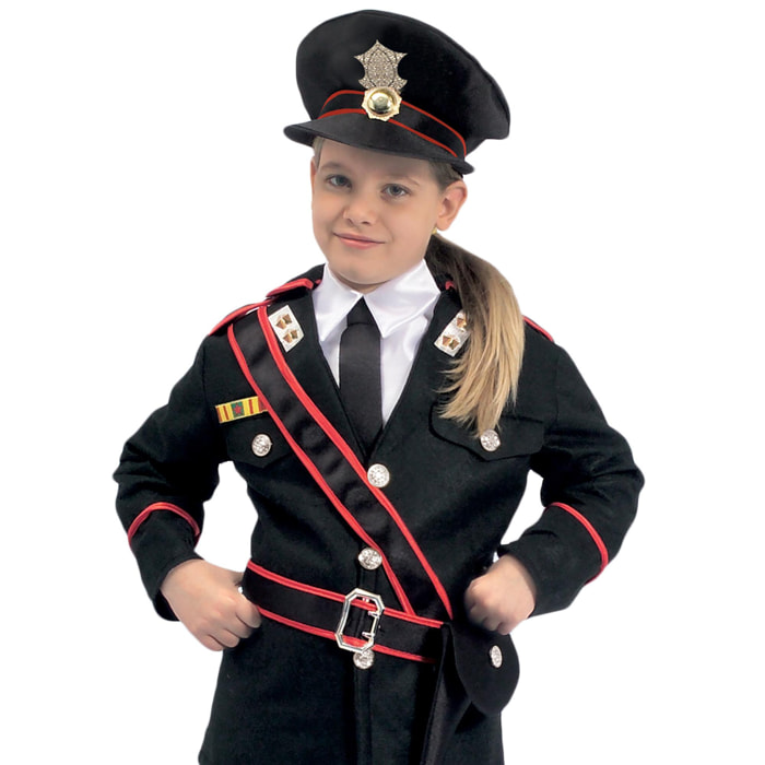 Travestimento Costume Carnevale Carabiniere Nero Con Fondina Bambina