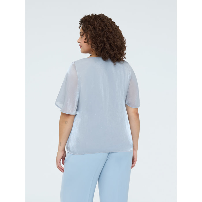 Fiorella Rubino - Blusa textura metalizada con puntos de luz - Gris