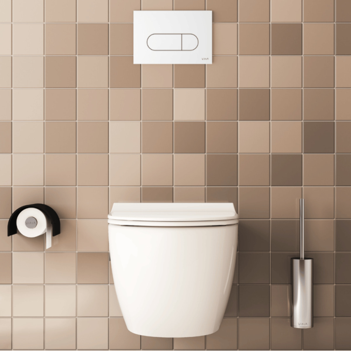 Pack WC suspendu Sento blanc + bâti autoportant V-Fix Core + Plaque Round Blanche