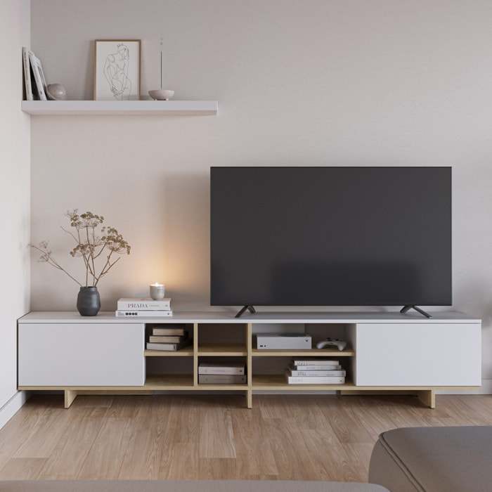 Meuble Tv 2 portes décor chêne - ALICIA