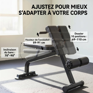 Banc de musculation pliable réglable - banc à abdominaux et lombaires - noir