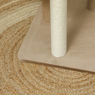 Árbol Rascador para Gatos, Árbol para Gatos 86 cm, Torre Escalador con Cama, Plataforma de Salto, Postes de Yute y Bolas de Juguete, Marrón y Beige