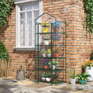 Invernadero de Jardín con 5 Estantes Metálicos y Puerta Enrollable Vivero Casero de Terraza Exterior para Cultivo Plantas Flores Macetas 69x49x193 cm Transparente