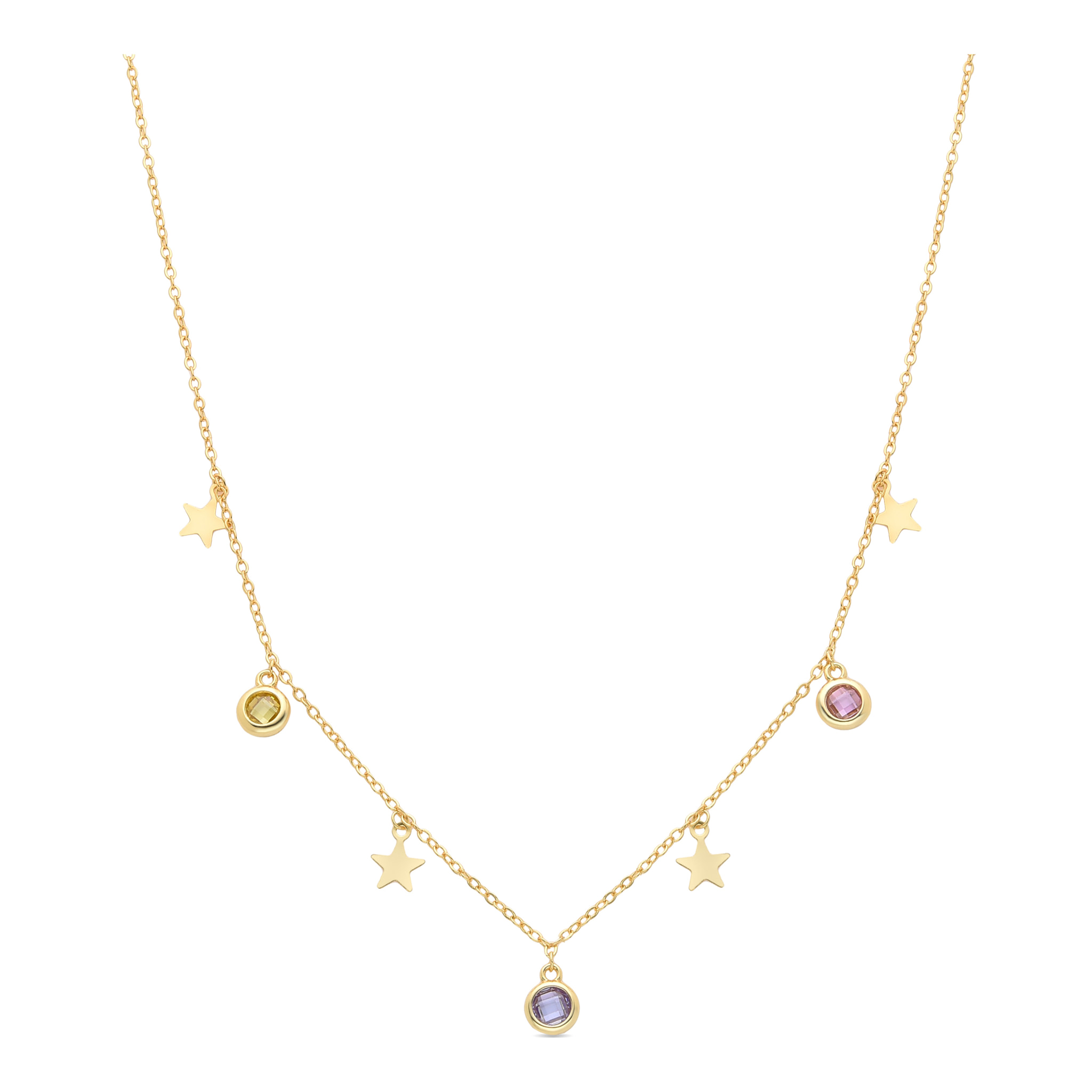 Collar de Circonita Multicolor acabado en oro amarillo de 18K