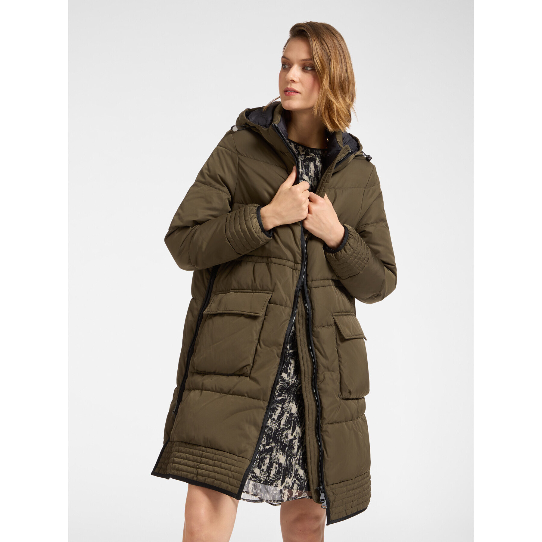 Elena Mirò - Parka acolchada con capucha - Verde militare