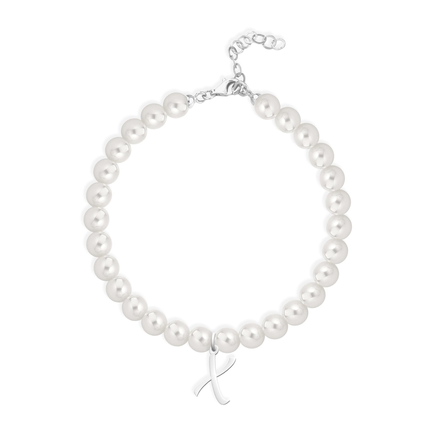 Bracciale Fujiko con Pendente Lettera X Perle Argento