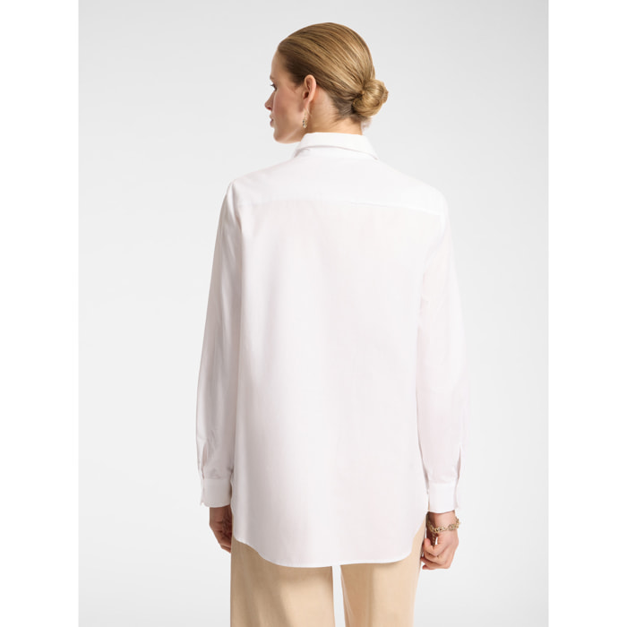 Elena Mirò - Camisa amplia de tejido Oxford - Blanco