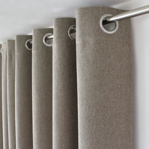Rideau à oeillets en velours chenillé - Taupe