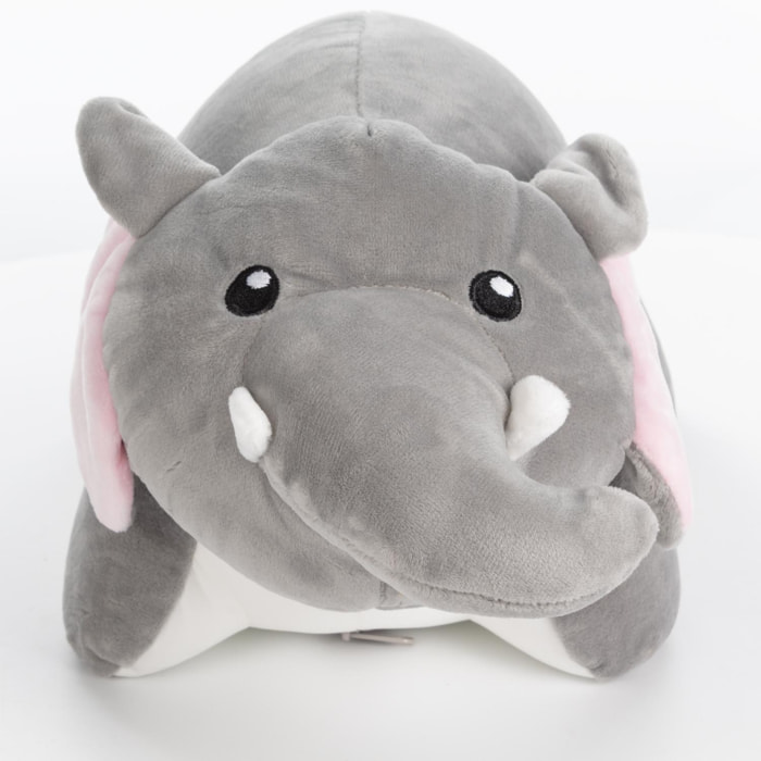 Elefante de peluche convertible en almohada de viaje para cuello, 2 en 1.