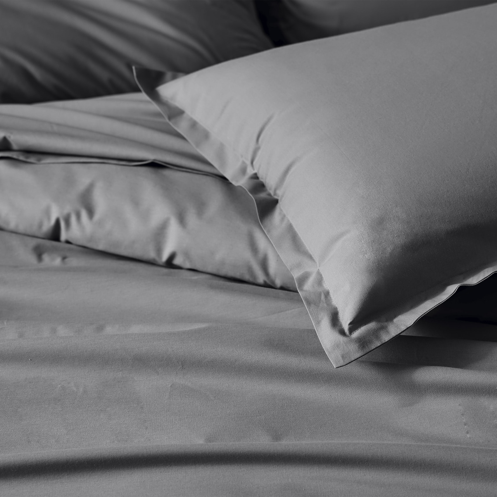 Taie d’oreiller percale de coton made in France - Gris anthracite