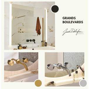 Miroir 3 trous 60 cm + mitigeur lavabo encastré 3 trous Grands Boulevards chrome