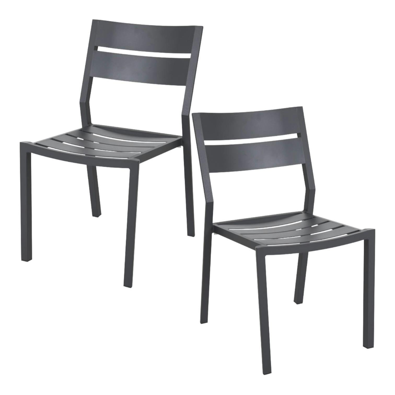 Chaise de jardin en aluminium gris ardoise (lot de 2) STOCKHOLM