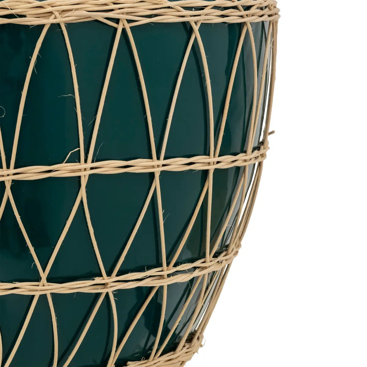 Vase "Yuca" céramique et rotin H33,5cm