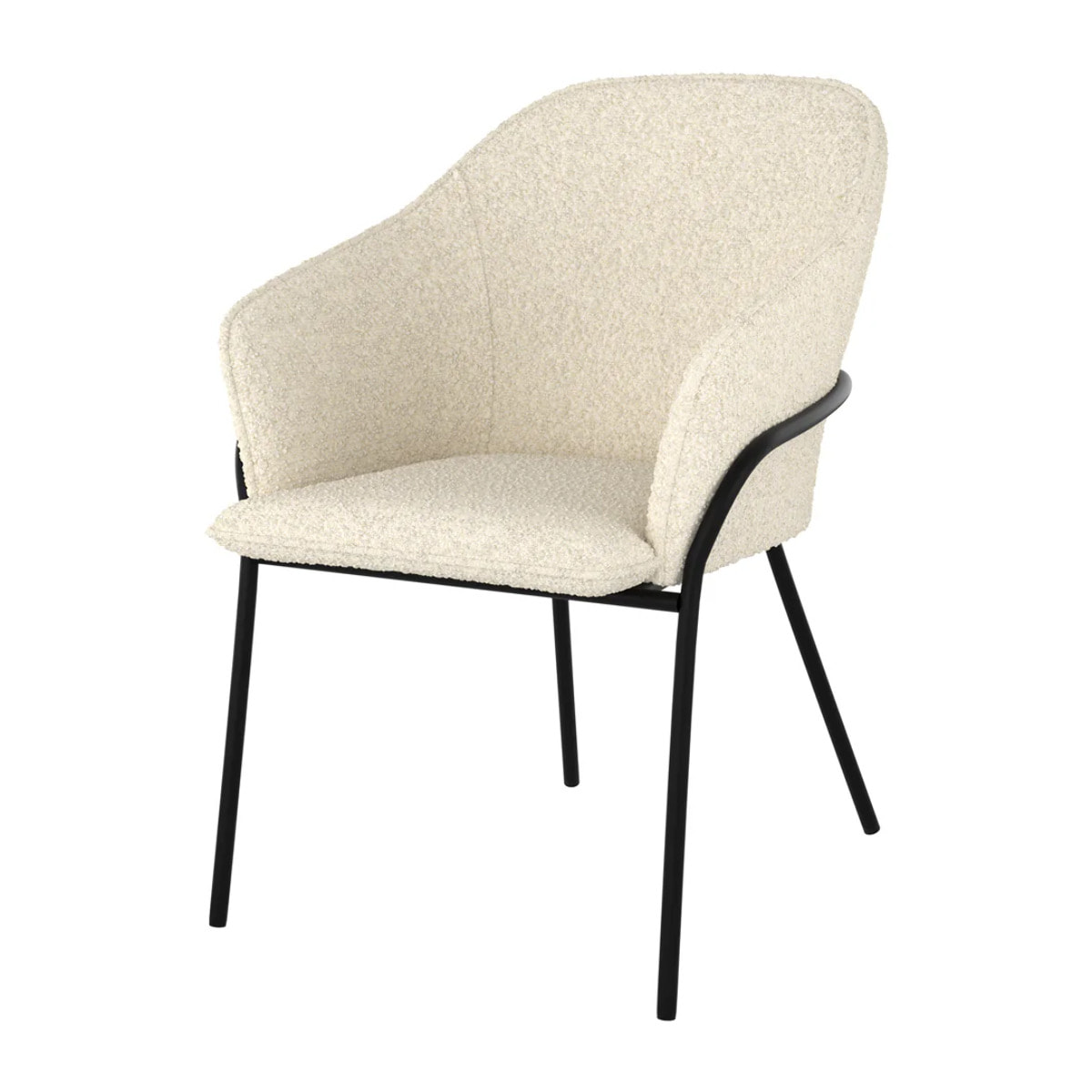 Chaise effet laine bouclette blanche et pieds en métal - Toscane