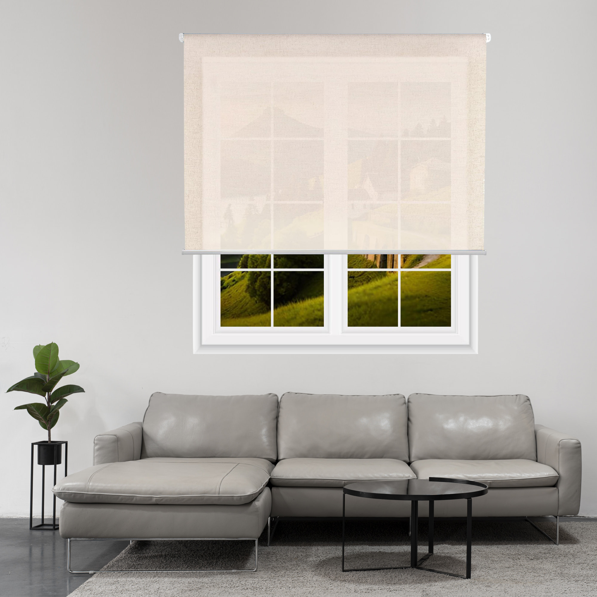 Well home estor enrollable translúcido liso - color lino, 180 x 110cm (ancho x largo)/tamaño de la tela 177 x 105cm