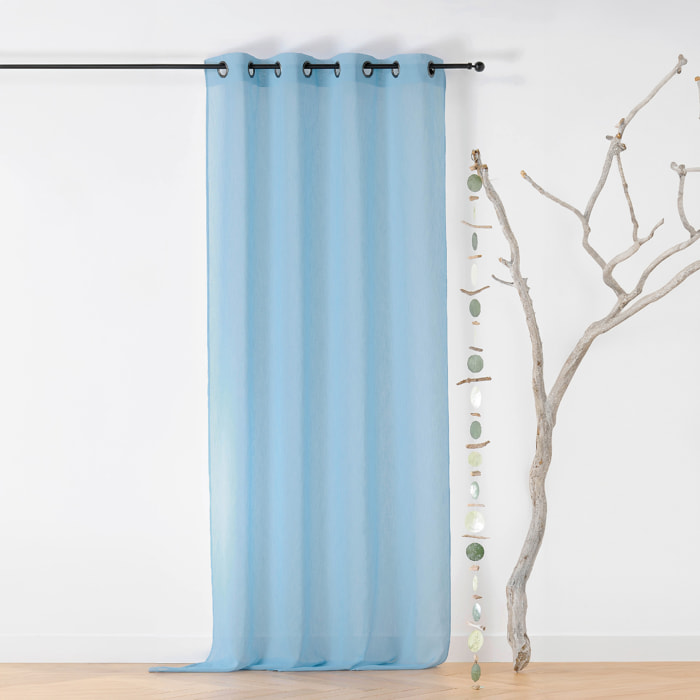 Voilage à Oeillets en Tissu Recyclé - Bleu
